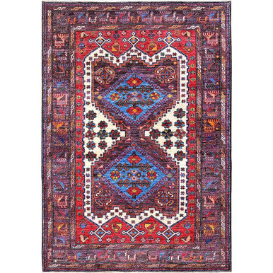 Kazak Wool Hand Knotted Rug Ivory 5.10x8.6 -O0585