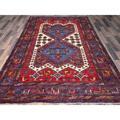 Kazak Wool Hand Knotted Rug Ivory 5.10x8.6 -O0585