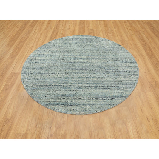 Modern and Contemporary Wool Hand Loomed Rug Green No Border 6.0X6.0 -O058602