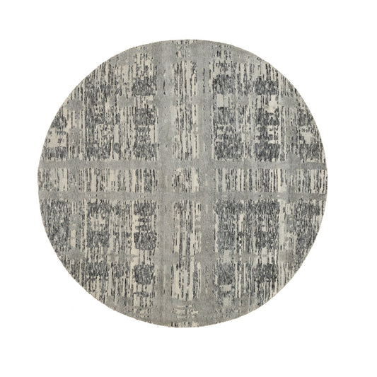Modern and Contemporary Wool Hand Knotted Rug Grey No Border 5.2X5.2 -O058613