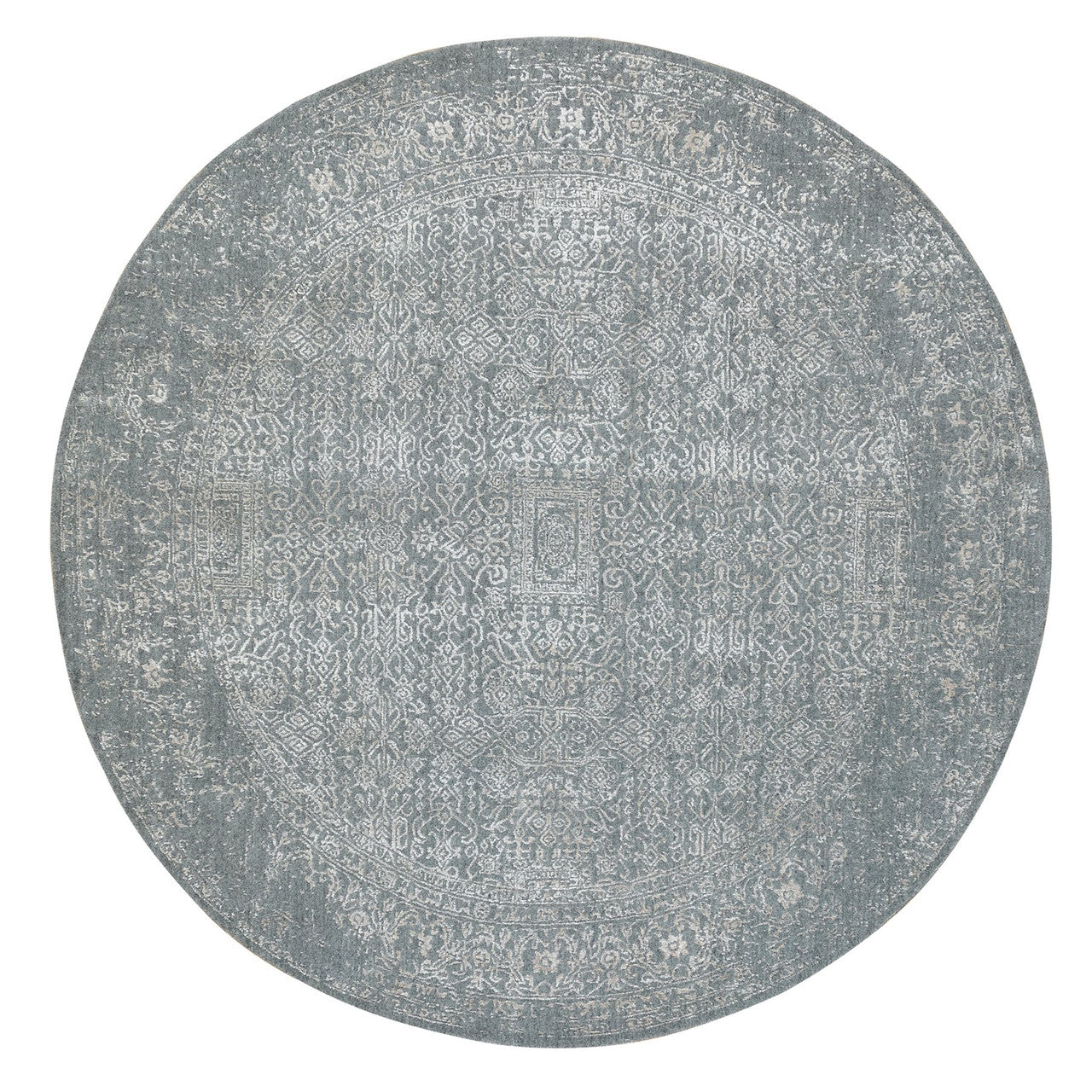 Modern and Contemporary Wool & Silk Hand Loomed Rug Grey Wild Dove 7.10X7.10 -O058616