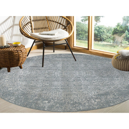 Modern and Contemporary Wool & Silk Hand Loomed Rug Grey Wild Dove 7.10X7.10 -O058616