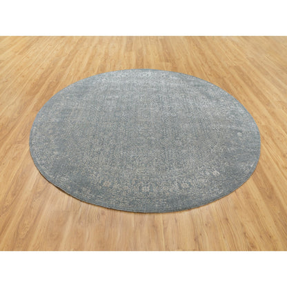 Modern and Contemporary Wool & Silk Hand Loomed Rug Grey Wild Dove 7.10X7.10 -O058616