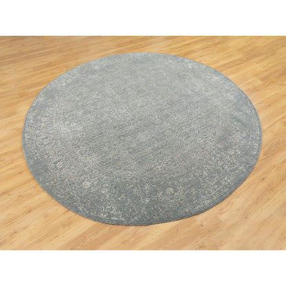 Modern and Contemporary Wool & Silk Hand Loomed Rug Grey Wild Dove 7.10X7.10 -O058616