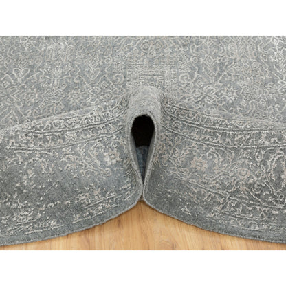 Modern and Contemporary Wool & Silk Hand Loomed Rug Grey Wild Dove 7.10X7.10 -O058616