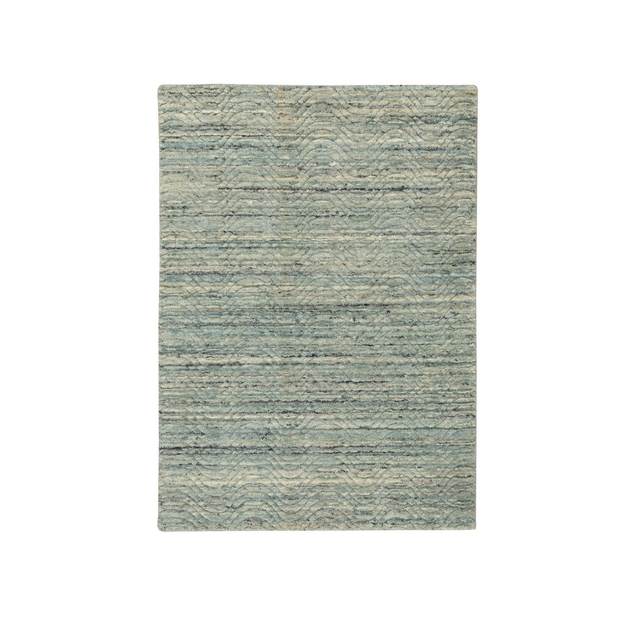 Modern and Contemporary Wool Hand Loomed Rug Green No Border 3.0X5.0 -O058618