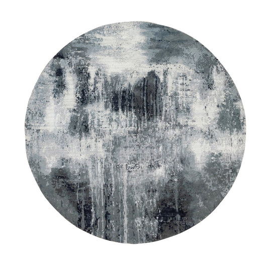Modern and Contemporary Wool & Silk Hand Knotted Rug Grey No Border 6.2X6.2 -O058623