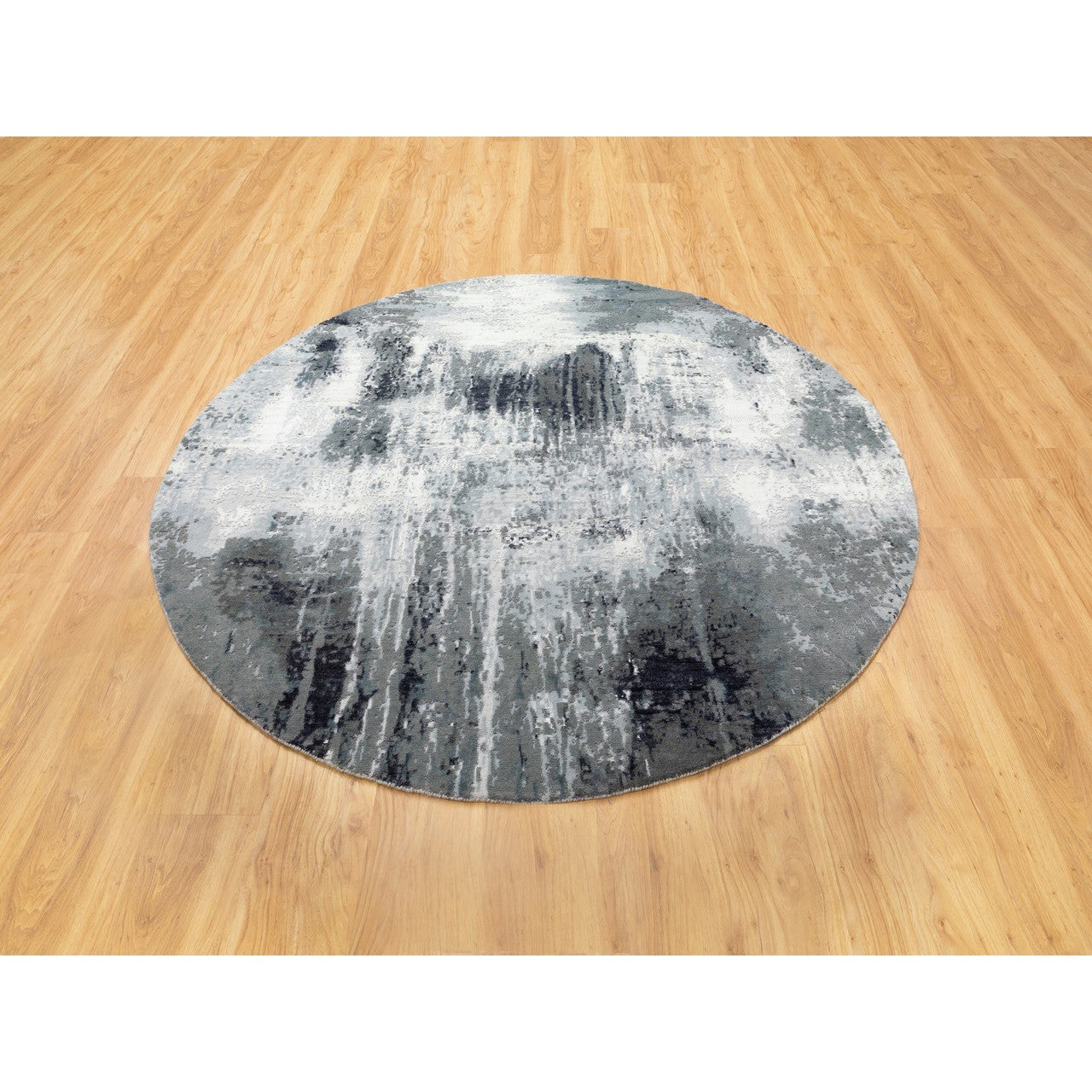 Modern and Contemporary Wool & Silk Hand Knotted Rug Grey No Border 6.2X6.2 -O058623