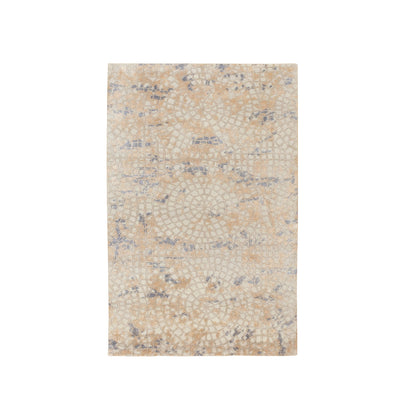 Modern and Contemporary Wool & Silk Hand Knotted Rug Ivory No Border 3.0X5.0 -O058634