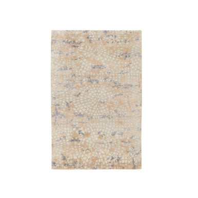 Modern and Contemporary Wool & Silk Hand Knotted Rug Ivory No Border 3.0X5.0 -O058634