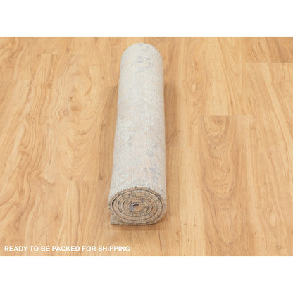 Modern and Contemporary Wool & Silk Hand Knotted Rug Ivory No Border 3.0X5.0 -O058634