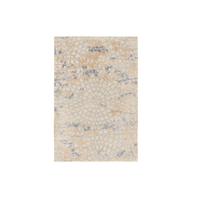 Modern and Contemporary Wool & Silk Hand Knotted Rug Ivory No Border 2.0X3.1 -O058636
