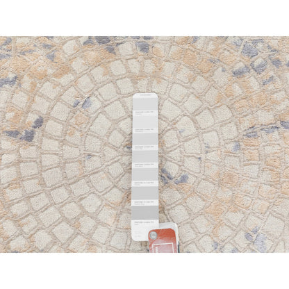Modern and Contemporary Wool & Silk Hand Knotted Rug Ivory No Border 2.0X3.1 -O058636
