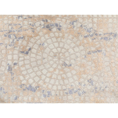 Modern and Contemporary Wool & Silk Hand Knotted Rug Ivory No Border 2.0X3.1 -O058636