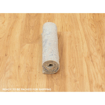 Modern and Contemporary Wool & Silk Hand Knotted Rug Ivory No Border 2.0X3.1 -O058636