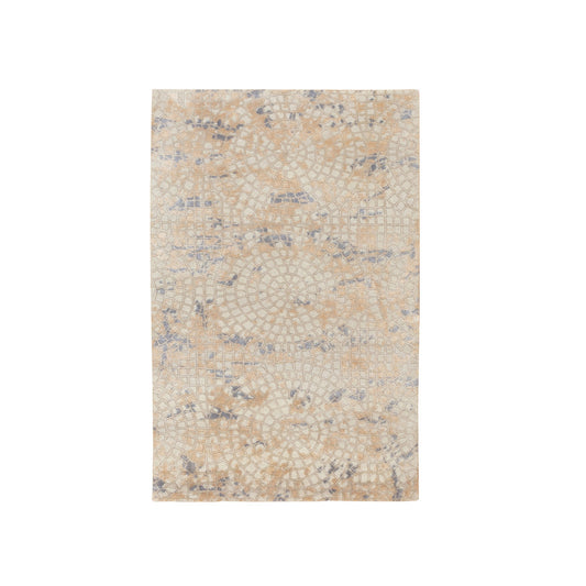 Modern and Contemporary Wool & Silk Hand Knotted Rug Ivory No Border 3.0X5.0 -O058637