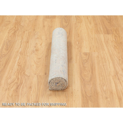 Modern and Contemporary Wool & Silk Hand Knotted Rug Ivory No Border 3.0X5.0 -O058637