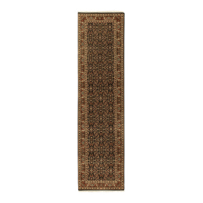 Fine Oriental Wool Hand Knotted Rug Black Rust Red 2.8X10.6 -O058639