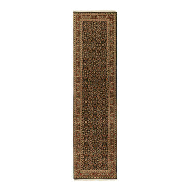 Fine Oriental Wool Hand Knotted Rug Black Rust Red 2.8X10.6 -O058639