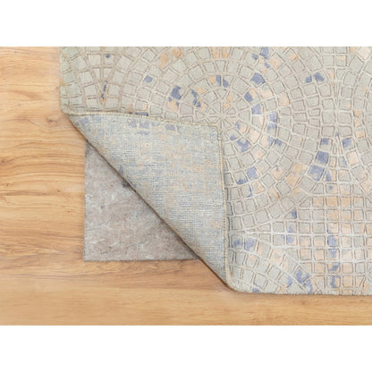 Modern and Contemporary Wool & Silk Hand Knotted Rug Ivory No Border 5.10X9.0 -O058645