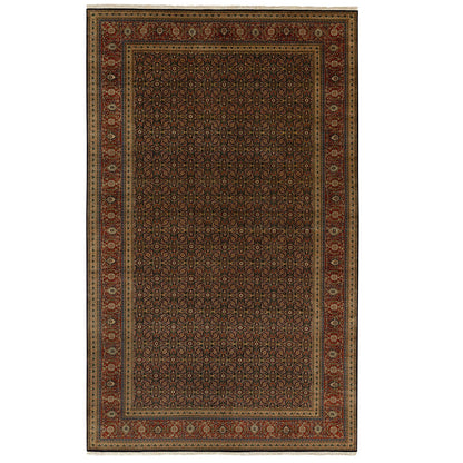 Fine Oriental Wool Hand Knotted Rug Black Rust Red 9.5X16.1 -O058648