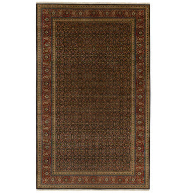 Fine Oriental Wool Hand Knotted Rug Black Rust Red 9.5X16.1 -O058648