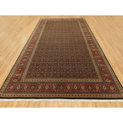 Fine Oriental Wool Hand Knotted Rug Black Rust Red 9.5X16.1 -O058648