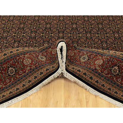Fine Oriental Wool Hand Knotted Rug Black Rust Red 9.5X16.1 -O058648