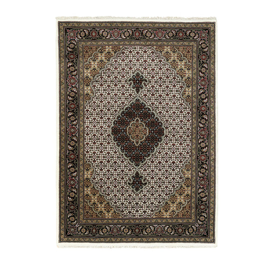 Fine Oriental Wool Hand Knotted Rug Ivory Black 5.0X7.0 -O058660