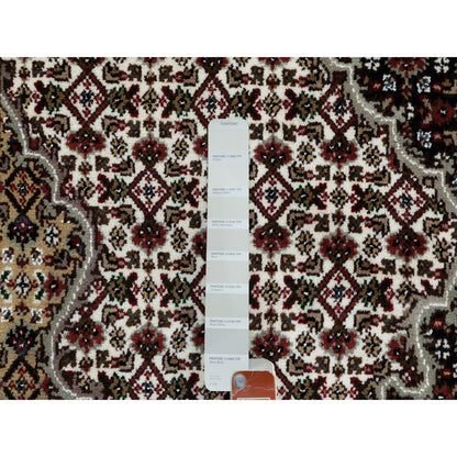 Fine Oriental Wool Hand Knotted Rug Ivory Black 5.0X7.0 -O058660