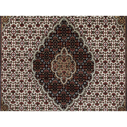 Fine Oriental Wool Hand Knotted Rug Ivory Black 5.0X7.0 -O058660