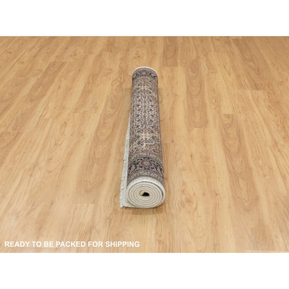 Fine Oriental Wool Hand Knotted Rug Ivory Black 5.0X7.0 -O058660
