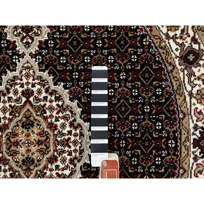 Fine Oriental Wool Hand Knotted Rug Black Ivory 4.0X4.1 -O058685