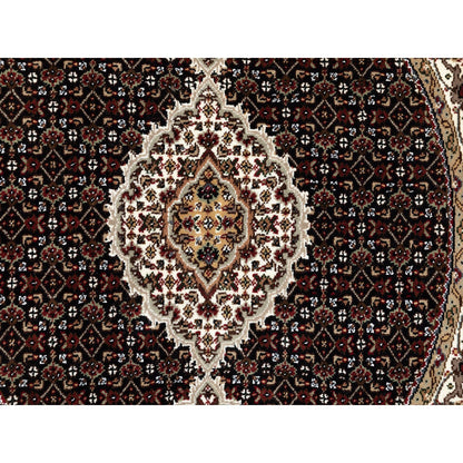 Fine Oriental Wool Hand Knotted Rug Black Ivory 4.0X4.1 -O058685