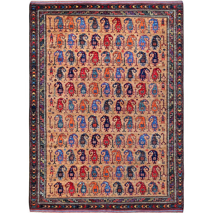 Kazak Wool Hand Knotted Rug Brown 6.3x8.4 -O0586