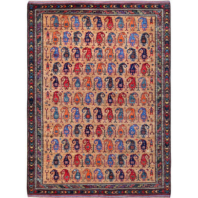 Kazak Wool Hand Knotted Rug Brown 6.3x8.4 -O0586