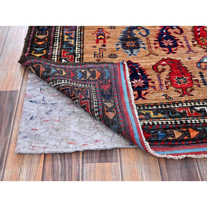 Kazak Wool Hand Knotted Rug Brown 6.3x8.4 -O0586
