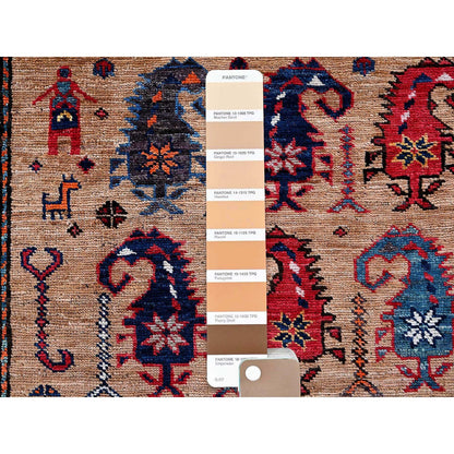 Kazak Wool Hand Knotted Rug Brown 6.3x8.4 -O0586