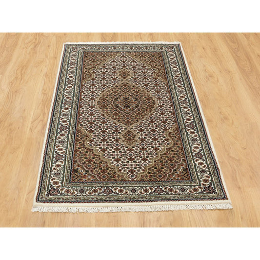 Fine Oriental Wool Hand Knotted Rug Ivory Ivory 3.0X5.6 -O058700
