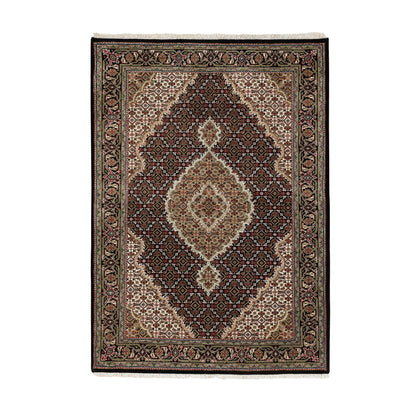 Fine Oriental Wool Hand Knotted Rug Black Black 4.0X6.0 -O058701
