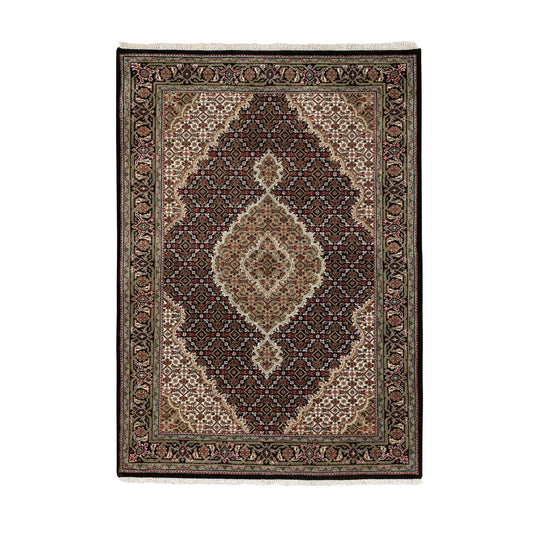 Fine Oriental Wool Hand Knotted Rug Black Black 4.0X6.0 -O058701