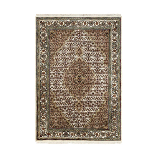Fine Oriental Wool Hand Knotted Rug Ivory Ivory 4.0X5.9 -O058705