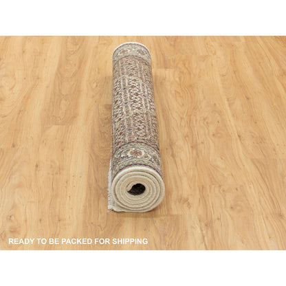 Fine Oriental Wool Hand Knotted Rug Ivory Ivory 4.0X5.9 -O058705
