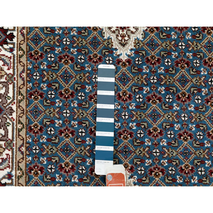 Fine Oriental Wool & Silk Hand Knotted Rug Blue Ivory 2.7X8.7 -O058723
