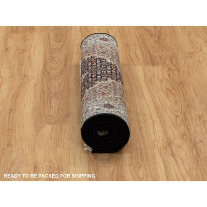 Fine Oriental Wool Hand Knotted Rug Black Ivory 3.1X5.5 -O058729