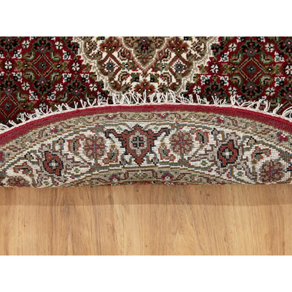 Fine Oriental Wool Hand Knotted Rug Red Ivory 3.4X3.4 -O058742