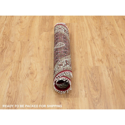 Fine Oriental Wool Hand Knotted Rug Red Ivory 3.4X3.4 -O058742