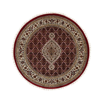 Fine Oriental Wool Hand Knotted Rug Red Brown 4.0X4.0 -O058746