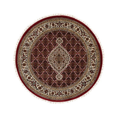 Fine Oriental Wool Hand Knotted Rug Red Brown 4.0X4.0 -O058746