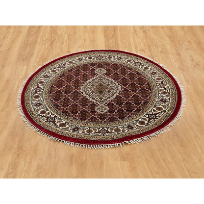 Fine Oriental Wool Hand Knotted Rug Red Brown 4.0X4.0 -O058746